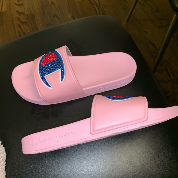 Champion logo pink slides sandals size 7 final $ - Picture 4 of 8